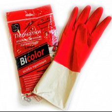 Перчатки хозяйственные BiColor красно-белые L КонтинентПак (120)