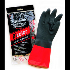 Перчатки хозяйственные BiColor черно-красные M КонтинентПак (120)