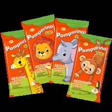 Салфетки влажные 15 шт Pamperino kids детские с ромашкой и витамином Е mix